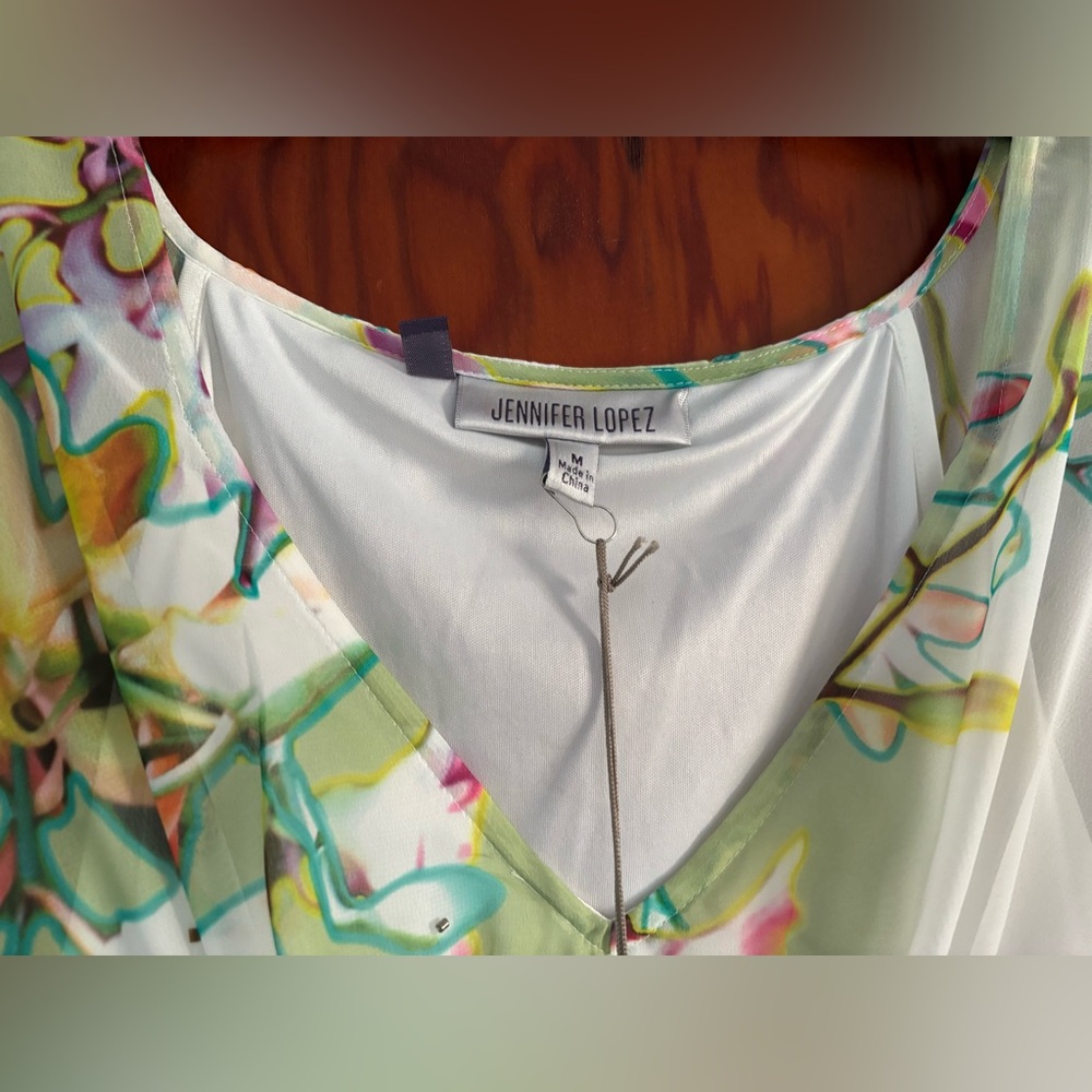 Jennifer Lopez Floral Kimono with Rhinestone Accent - Picture 4 of 10